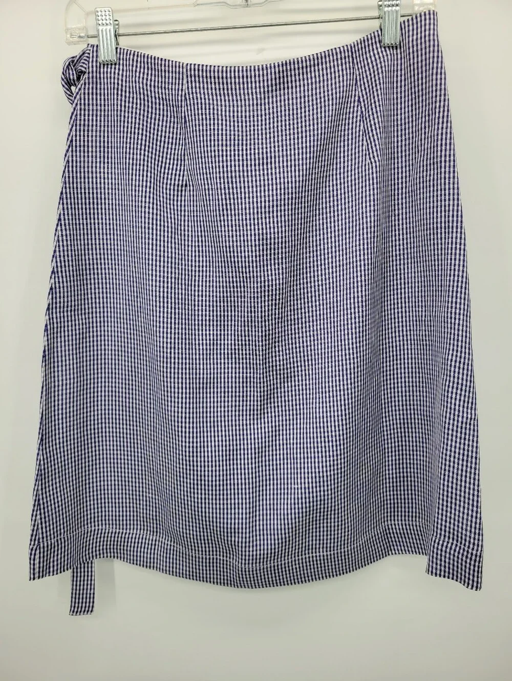 J Crew Tall knee-length wrap skirt in gingham linen blend CW476 Size 2